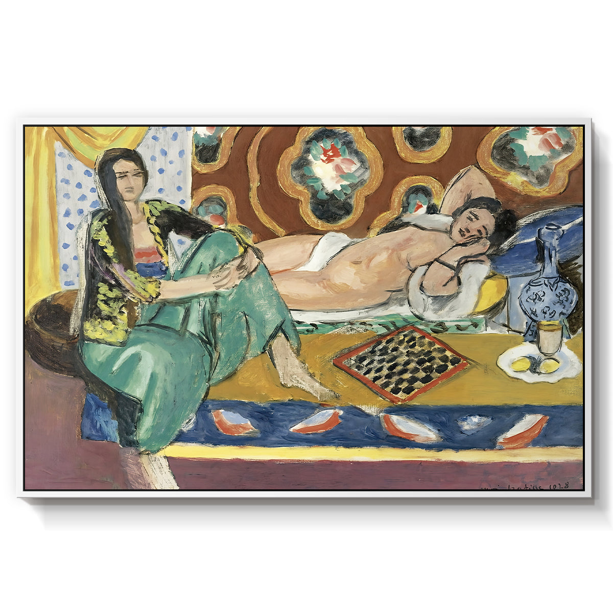 Odalisques Playing Checkers (Odalisques jouant aux dames), 1928 - Floater Framed Canvas Print