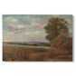 Canvas art print portraying a wide landscape with distant buildings across terrain, set against a white background