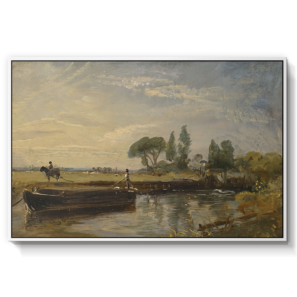 Barge below Flatford Lock, c. 1810 - Floater Framed Canvas Print