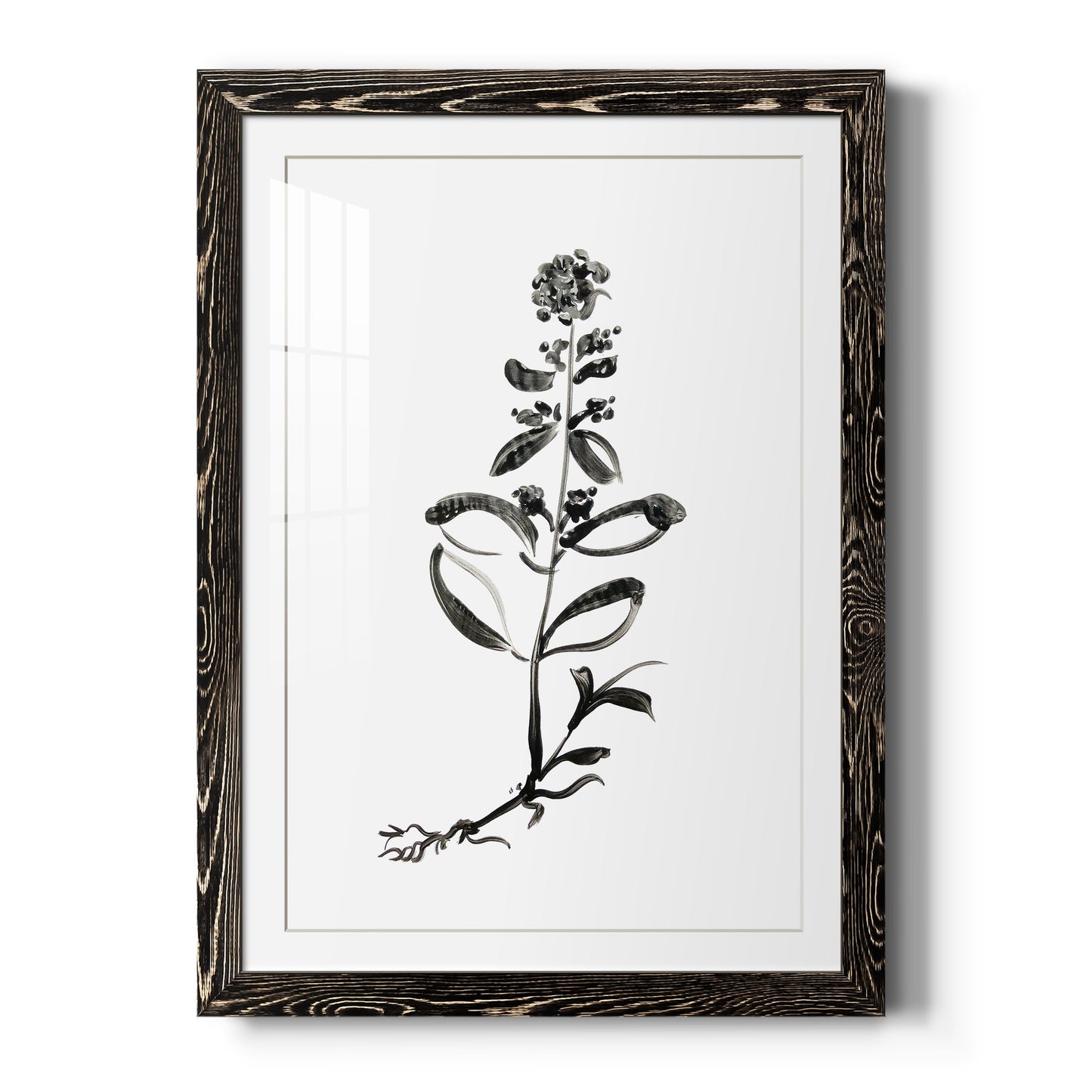 Inky Botanical III - Premium Framed Print - Distressed Barnwood Frame - Ready to Hang