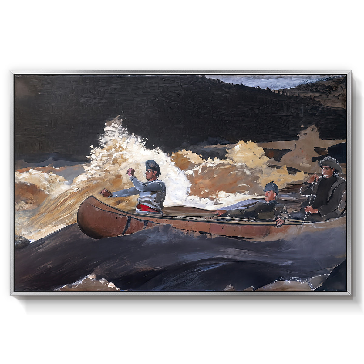 Shooting the Rapids, Saguenay River, 1905-1910 - Floater Framed Canvas Print