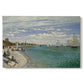 Canvas art print portraying sailboats gathered near shore with flags and spectators along coastline, set against a white background