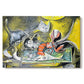 Canvas art print portraying an abstract still life combining cat and lobster, set against a white background