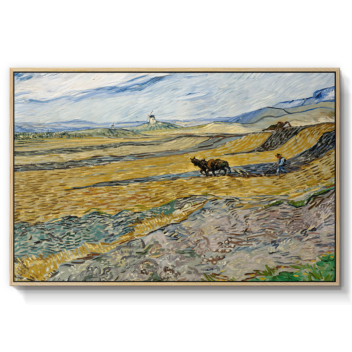 Enclosed Field with Ploughman, 1889 - Floater Framed Canvas Print