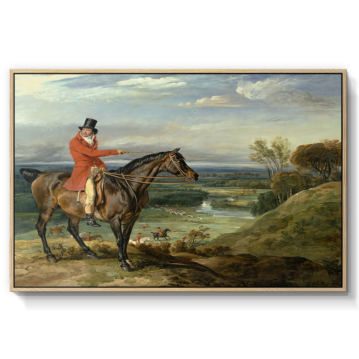 John Levett Hunting at Wychnor, Staffordshire, 1818 - Floater Framed Canvas Print