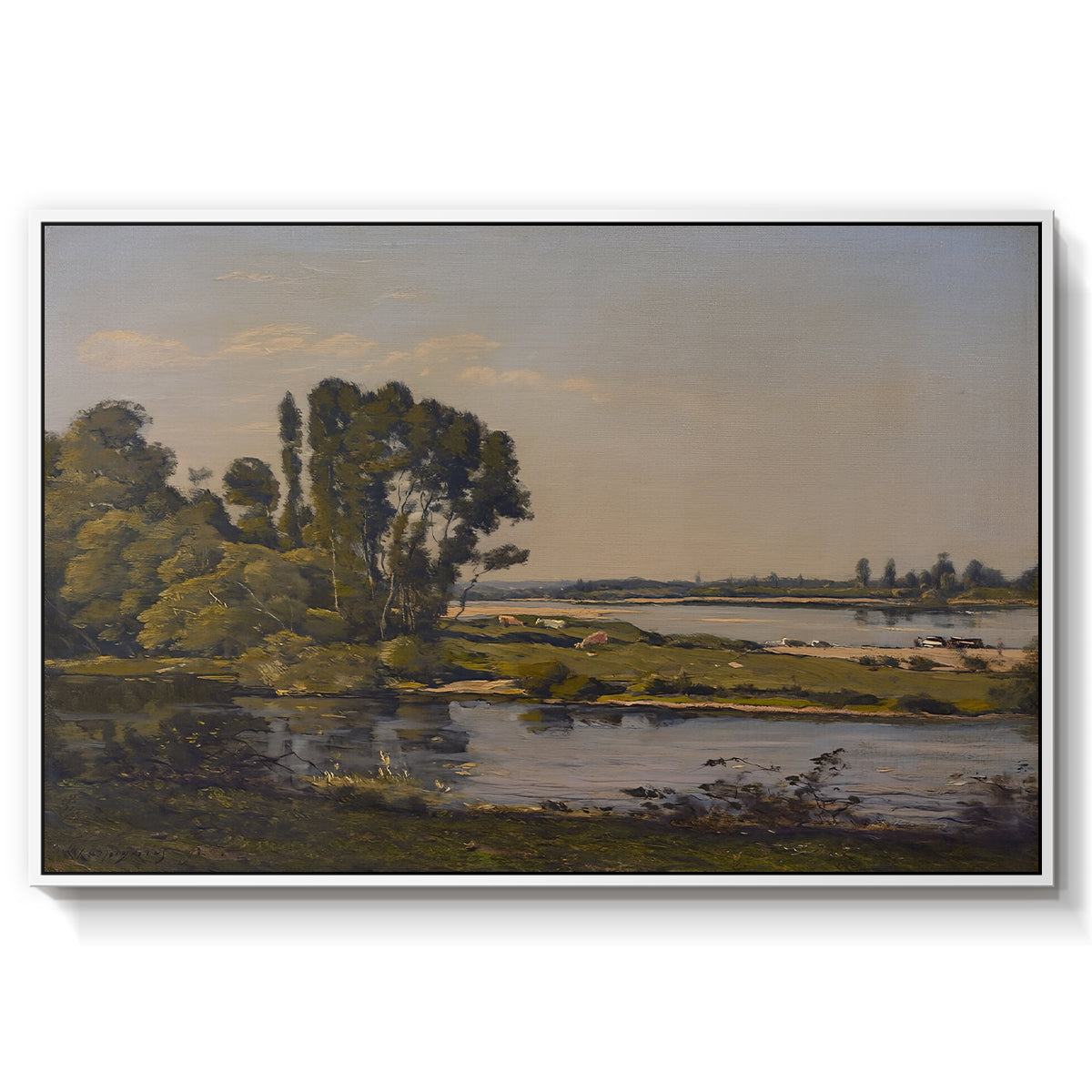 Landscape with a River, 1892 - Floater Framed Canvas Print