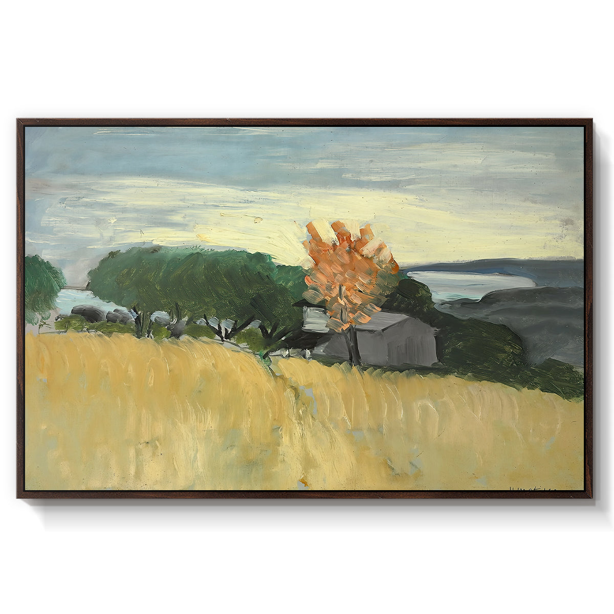 Fields of Wheat in Cagnes, 1918 - Floater Framed Canvas Print
