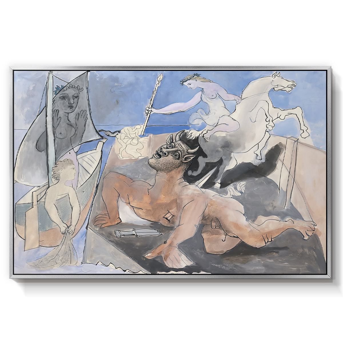 Composition with Minotaur, 1936 - Floater Framed Canvas Print