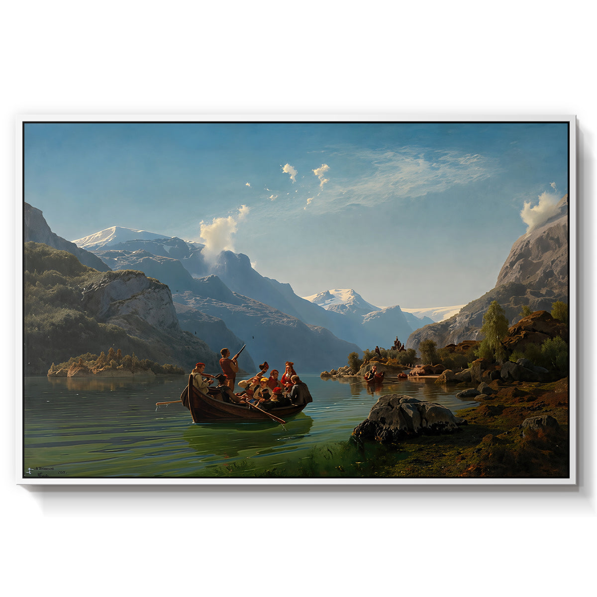 Bridal Procession on the Hardangerfjord, 1848 - Floater Framed Canvas Print