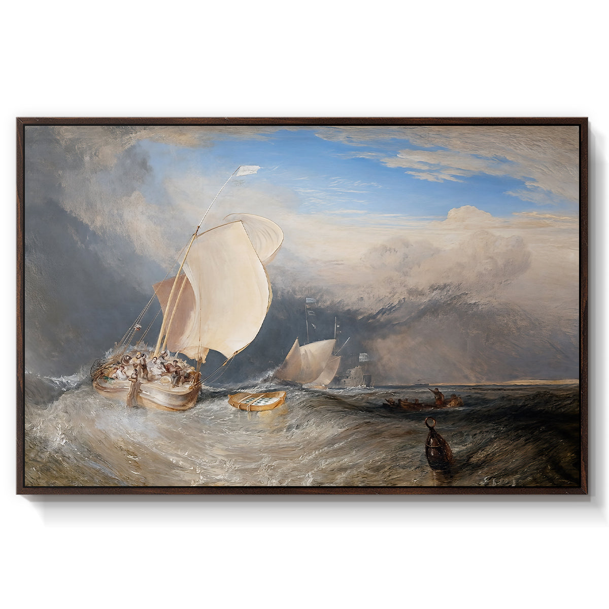 Fishing Boats with Hucksters Bargaining for Fish, 1837-1838 - Floater Framed Canvas Print