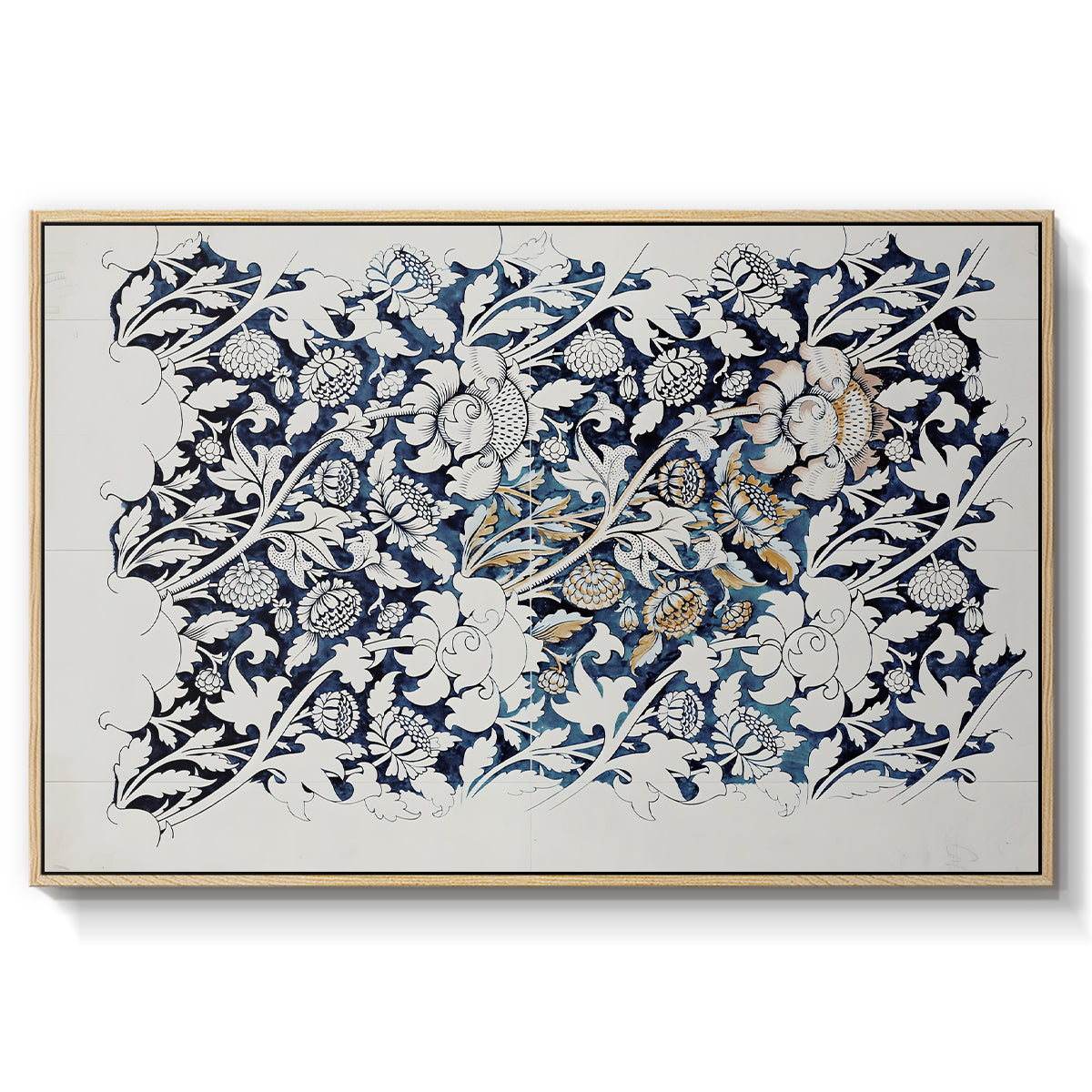 Watercolour for Printed Fabric Design: Wey, c. 1882-1883 - Floater Framed Canvas Print