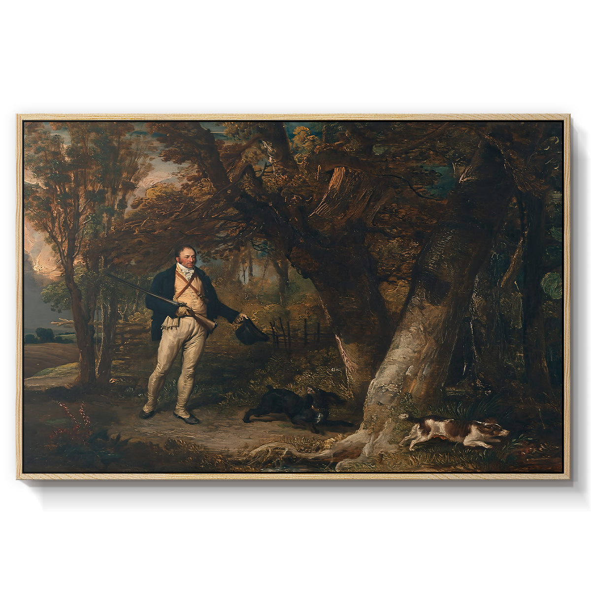 The Reverend Thomas Levett and Favourite Dogs, Cock-Shooting, 1811 - Floater Framed Canvas Print