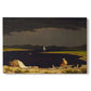 Canvas art print portraying dark storm clouds gathering over landscape horizon, set against a white background