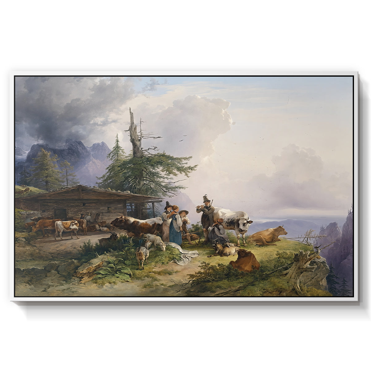 An Alpine Farm on the Untersberg, 1835 - Floater Framed Canvas Print