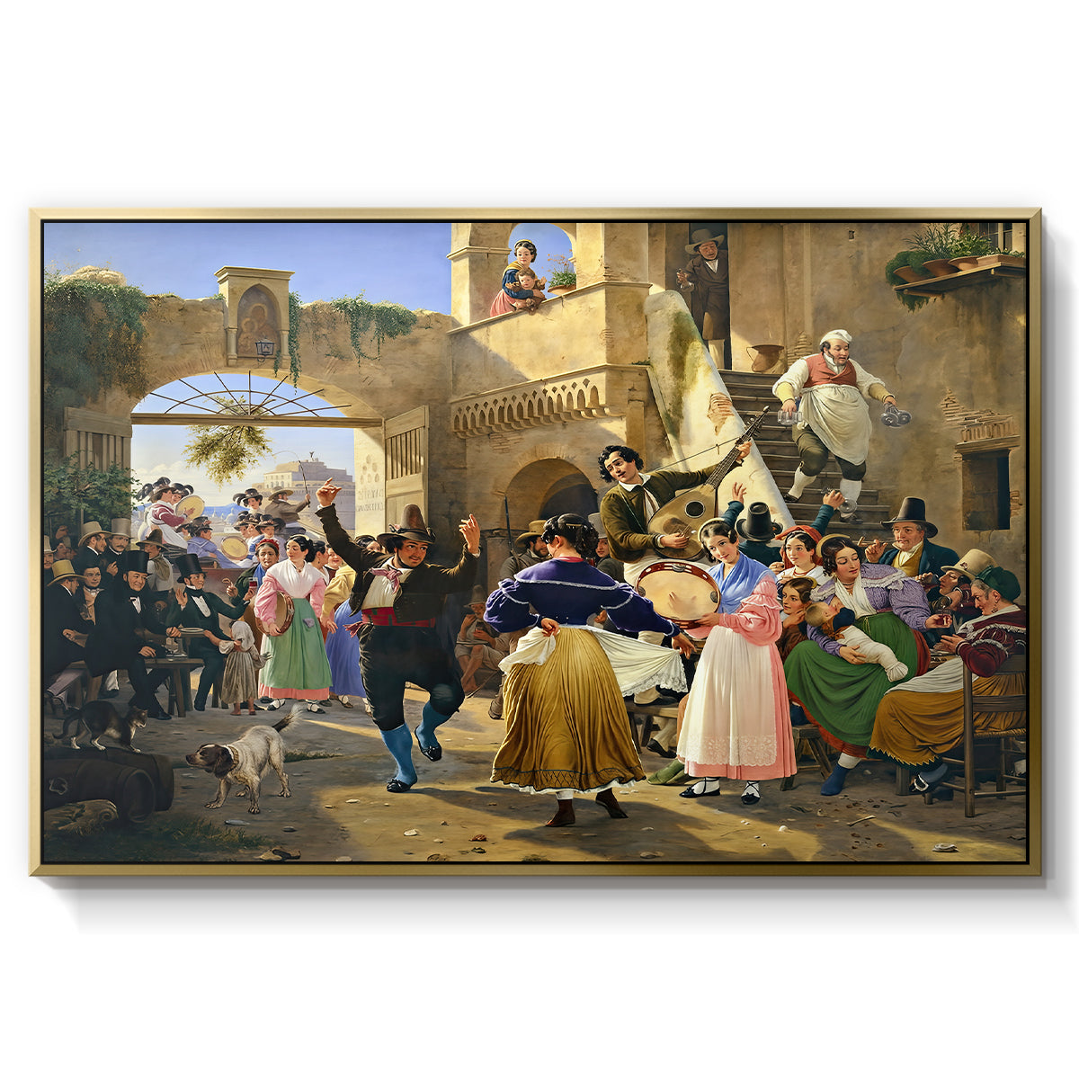 Romans Gathered for Merriment at an Osteria, 1839 - Floater Framed Canvas Print