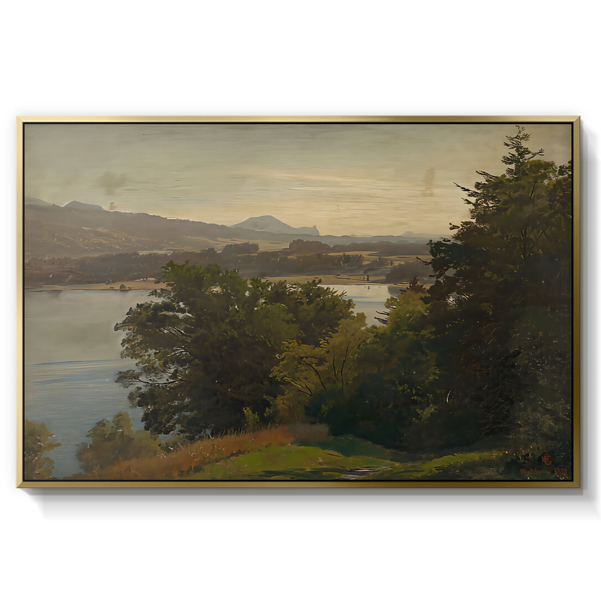 View of the Mondsee, 1870 - Floater Framed Canvas Print
