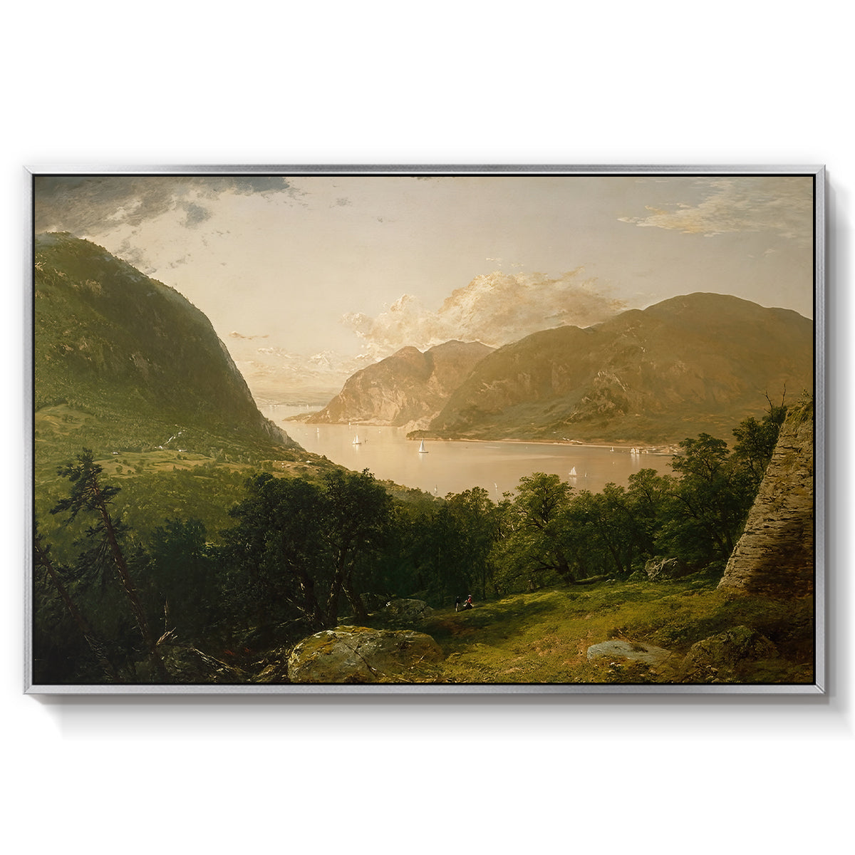 Hudson River Scene, 1857 - Floater Framed Canvas Print