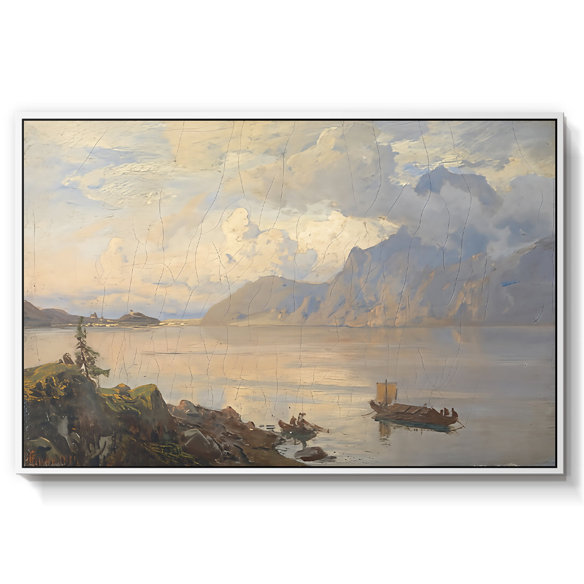 Traunsee, 1871 - Floater Framed Canvas Print