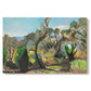 Canvas art print portraying a rolling landscape with trees and open sky in bright natural colors, set against a white background