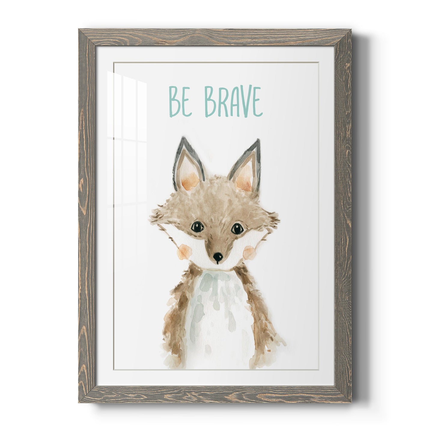 Be Brave Fox - Premium Framed Print - Distressed Barnwood Frame - Ready to Hang