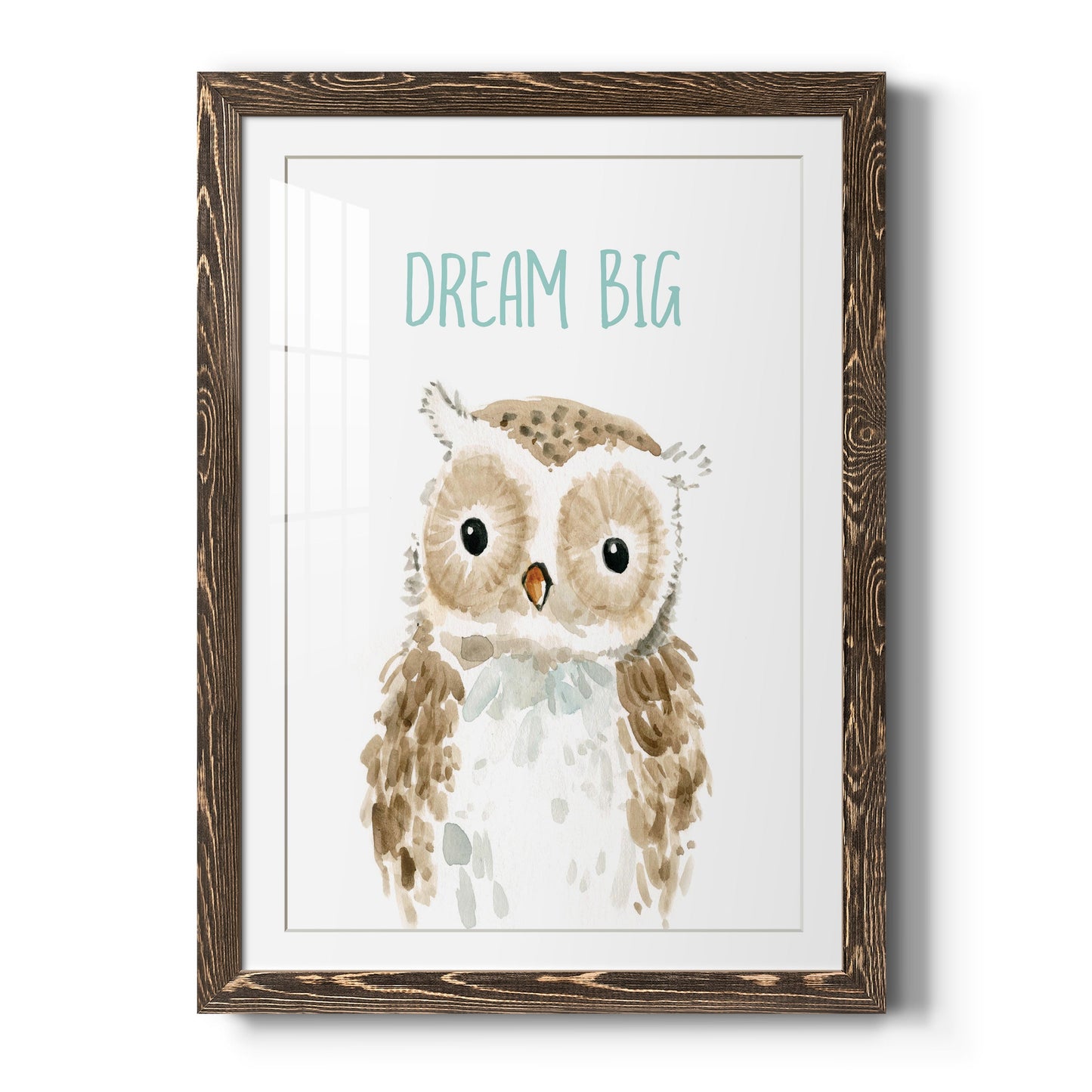 Dream Big Owl - Premium Framed Print - Distressed Barnwood Frame - Ready to Hang