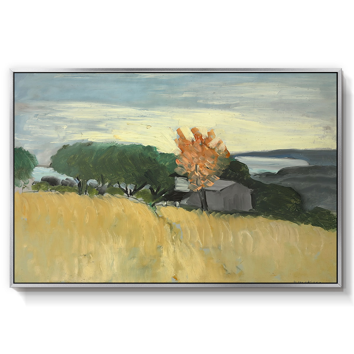 Fields of Wheat in Cagnes, 1918 - Floater Framed Canvas Print