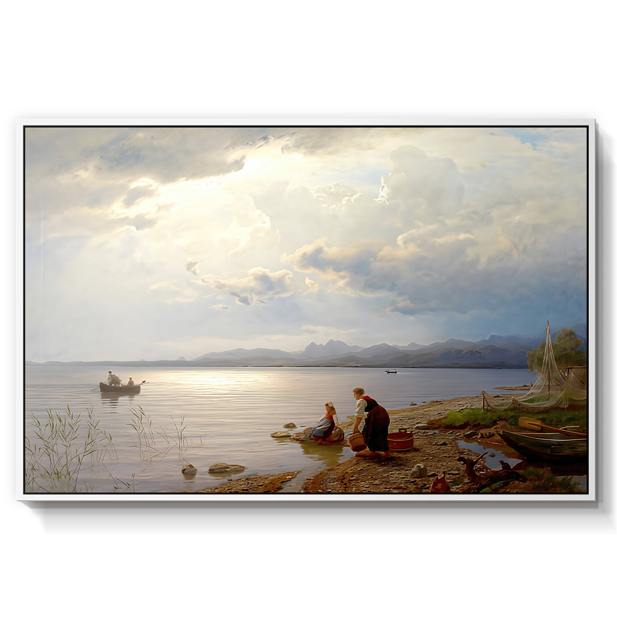 On the Banks of the Chiemsee, 1871 - Floater Framed Canvas Print