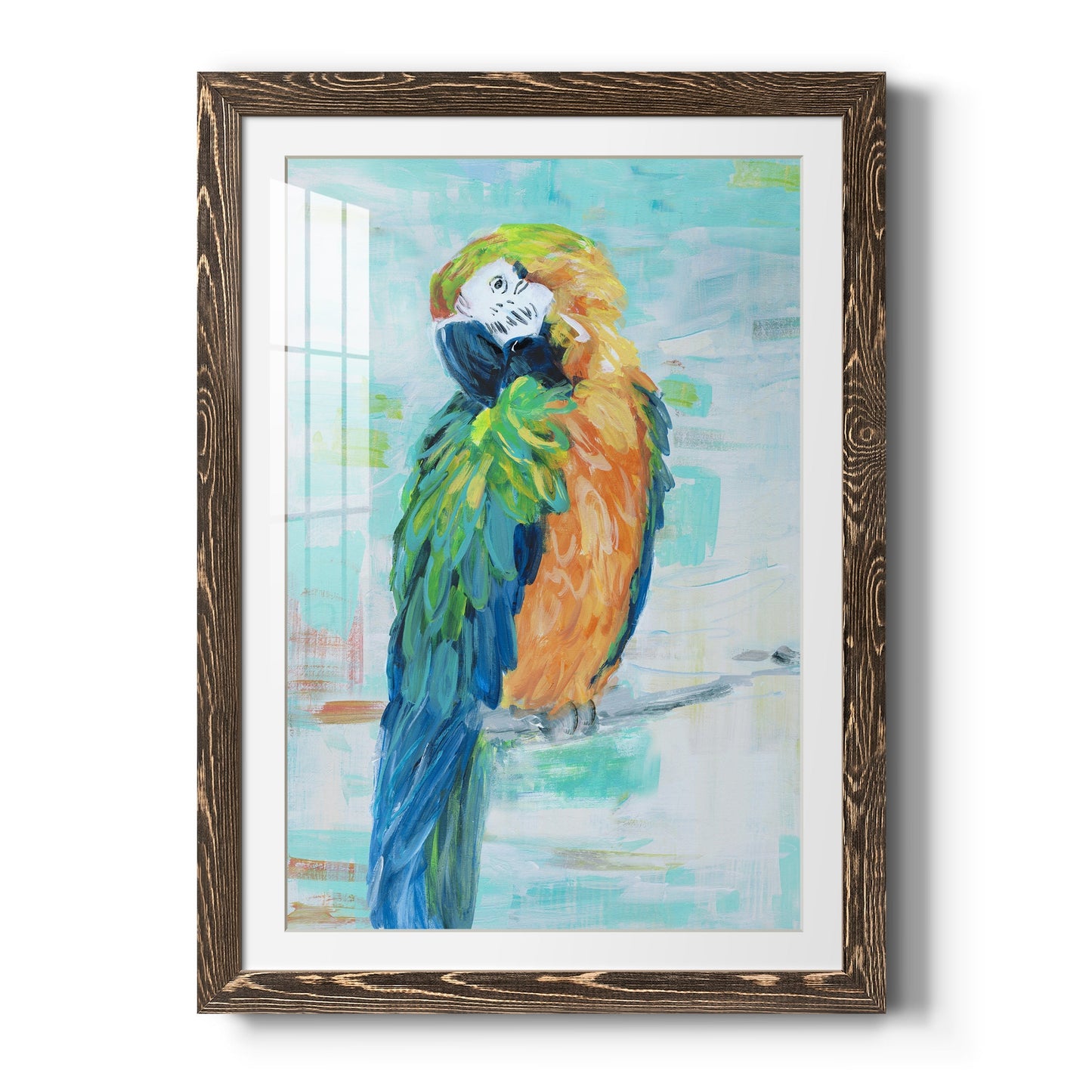 Island Parrot II - Barnwood Framed Art Print