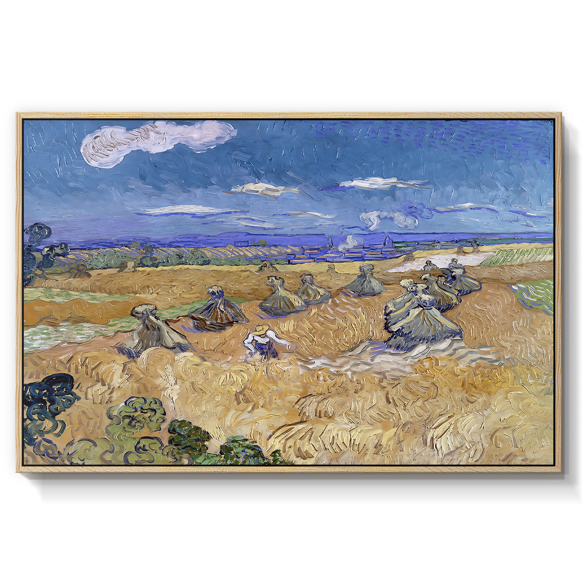 Wheat Field with Reaper, Auvers, 1888 - Floater Framed Canvas Print