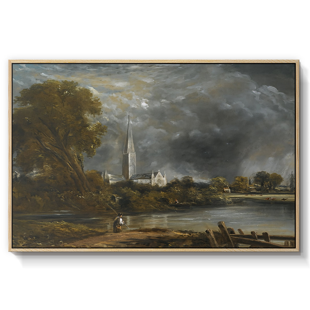 Salisbury Cathedral from the Meadows, c. 1831 - Floater Framed Canvas Print