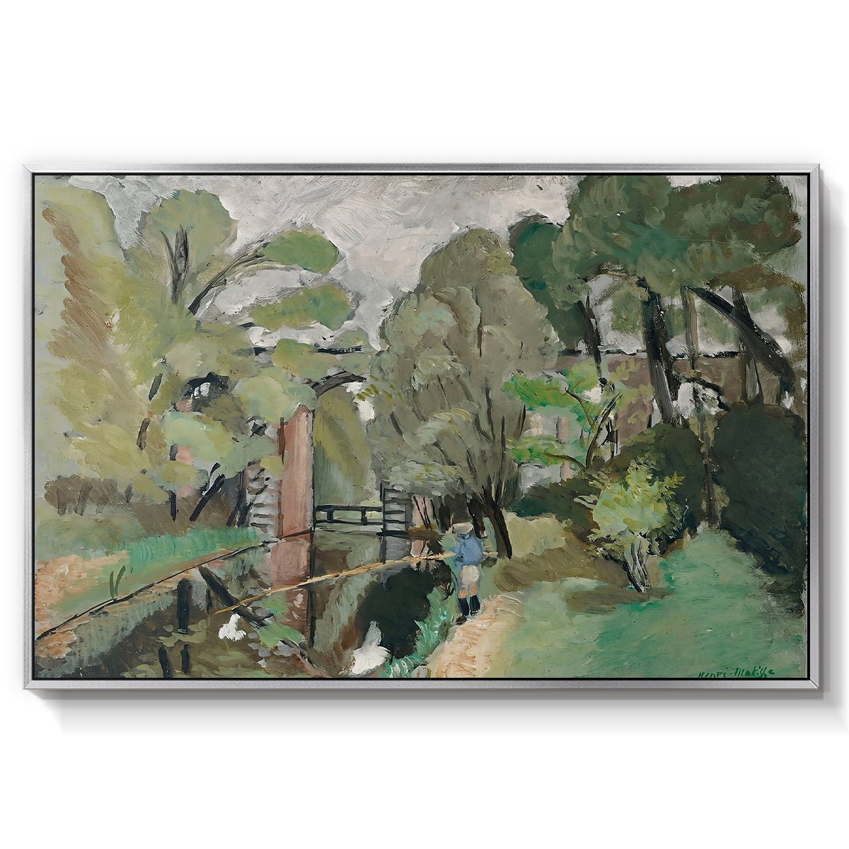 The Little Fisherman, Maintenon, 1918 - Floater Framed Canvas Print