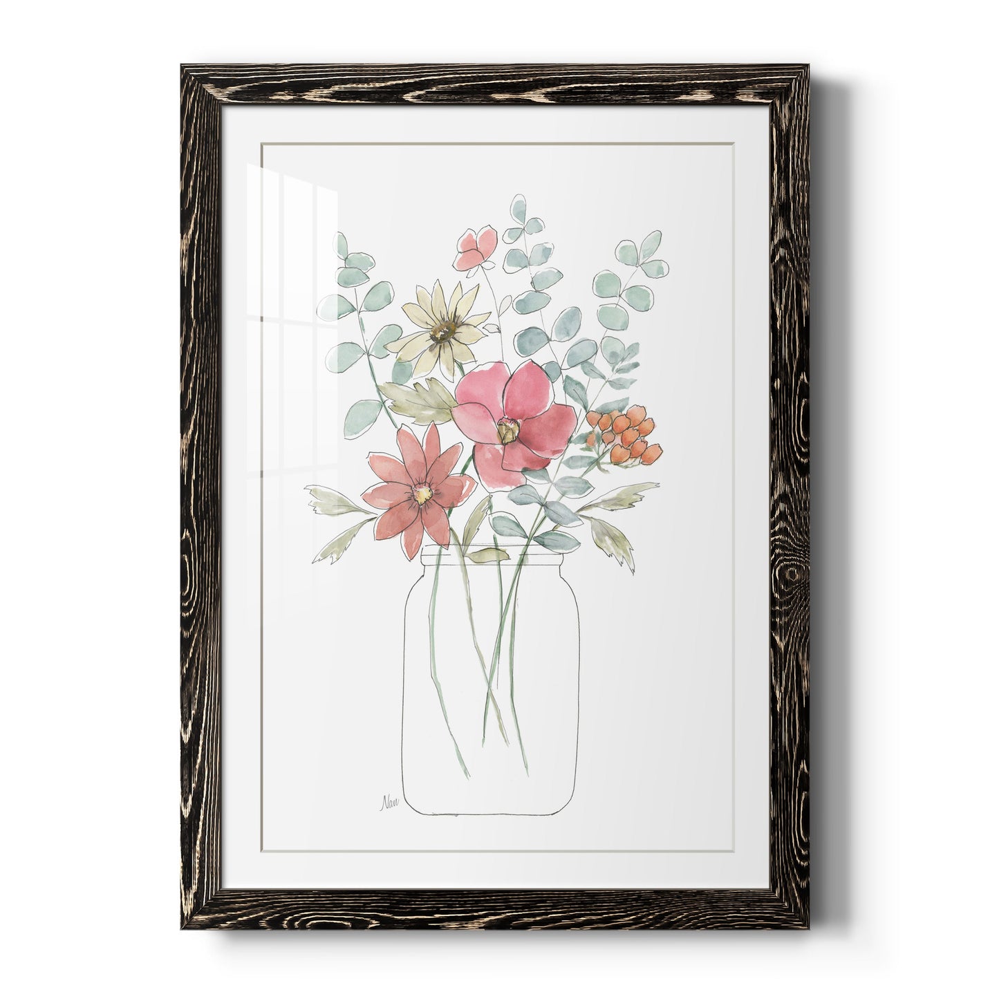 Whimsical Wildflowers II - Premium Framed Print - Distressed Barnwood Frame - Ready to Hang