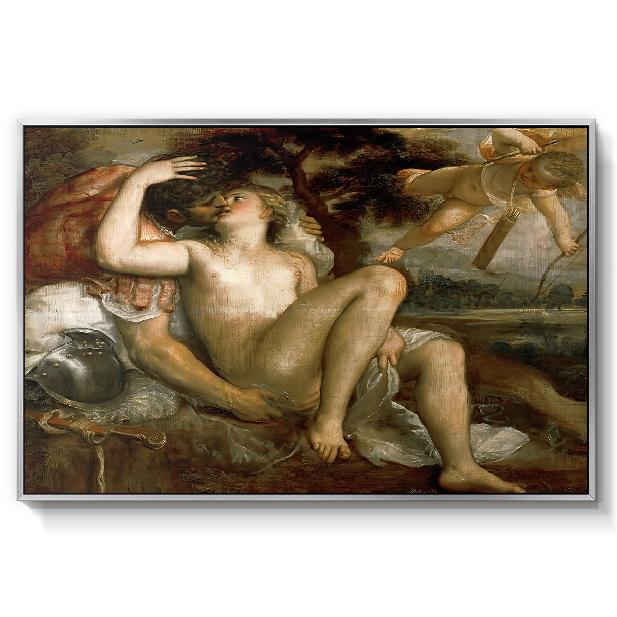 Mars, Venus and Cupid, c. 1530 - Floater Framed Canvas Print
