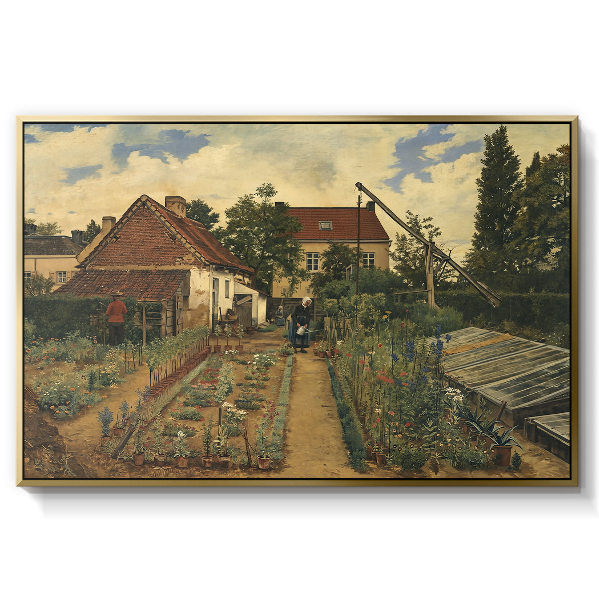 Garden of a Florist (The Flower Garden), 1864 - Floater Framed Canvas Print