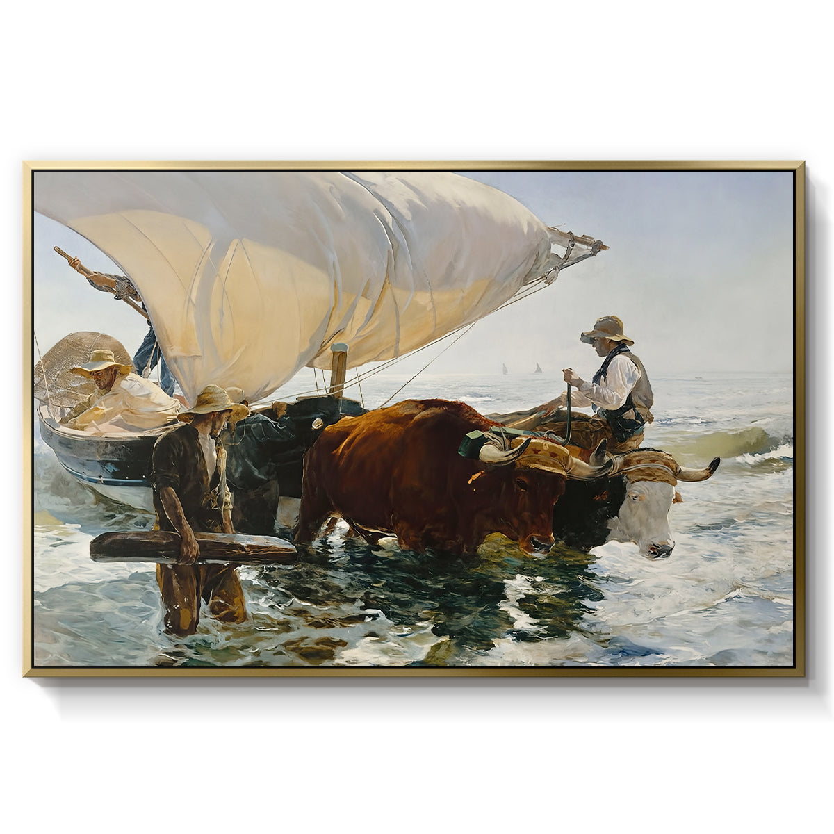 The Return from Fishing: Hauling the Boat, 1894 - Floater Framed Canvas Print