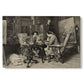 Canvas art print portraying two men seated at table playing chess in detailed interior setting, set against a white background