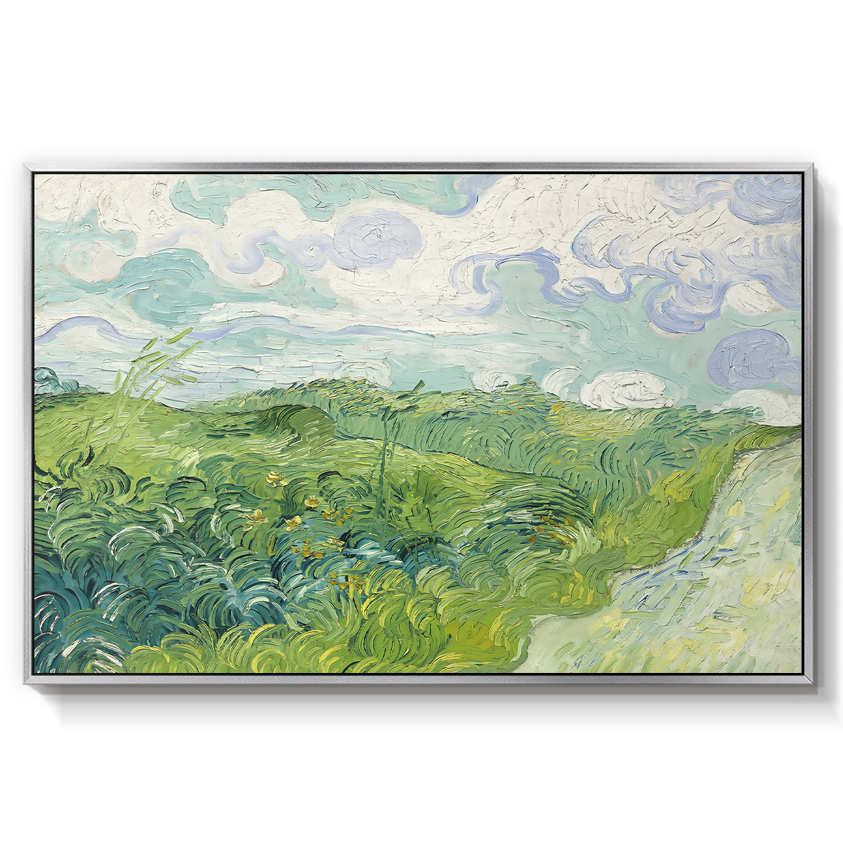 Green Wheat Field, Auvers, 1890 - Floater Framed Canvas Print