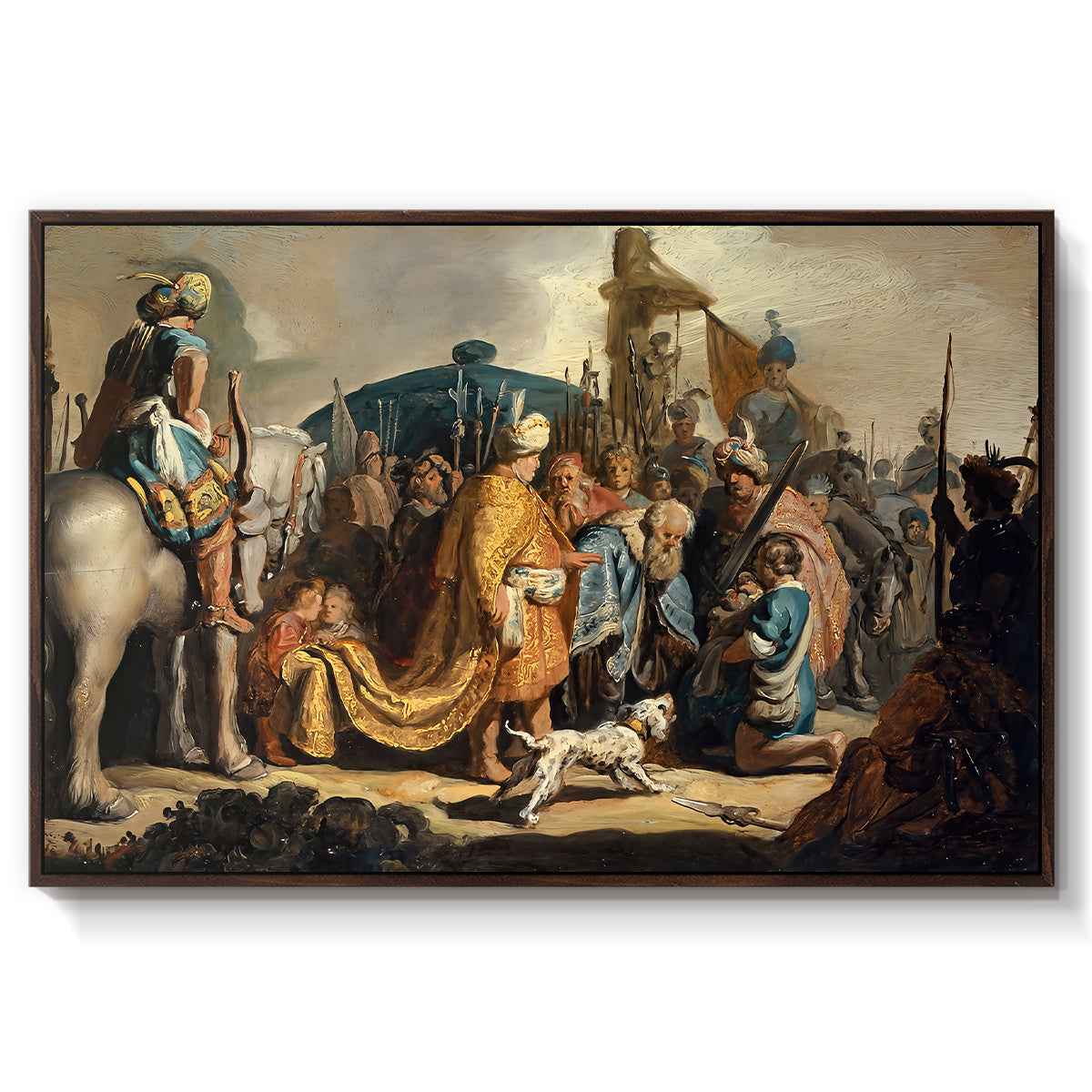 David with Goliath's Head in front of Saul, for Rembrandt, 1627 - Floater Framed Canvas Print