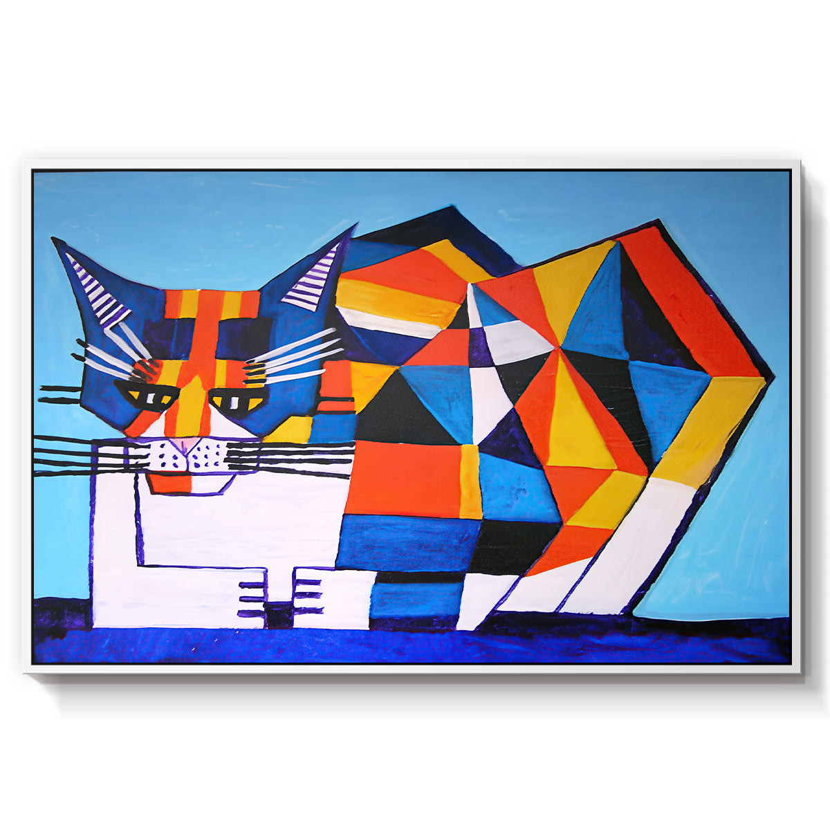 Cassie Thinking about Cubism - Floater Framed Canvas Print