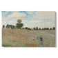 Canvas art print portraying a field of red poppies with figures walking across rolling landscape, set against a white background