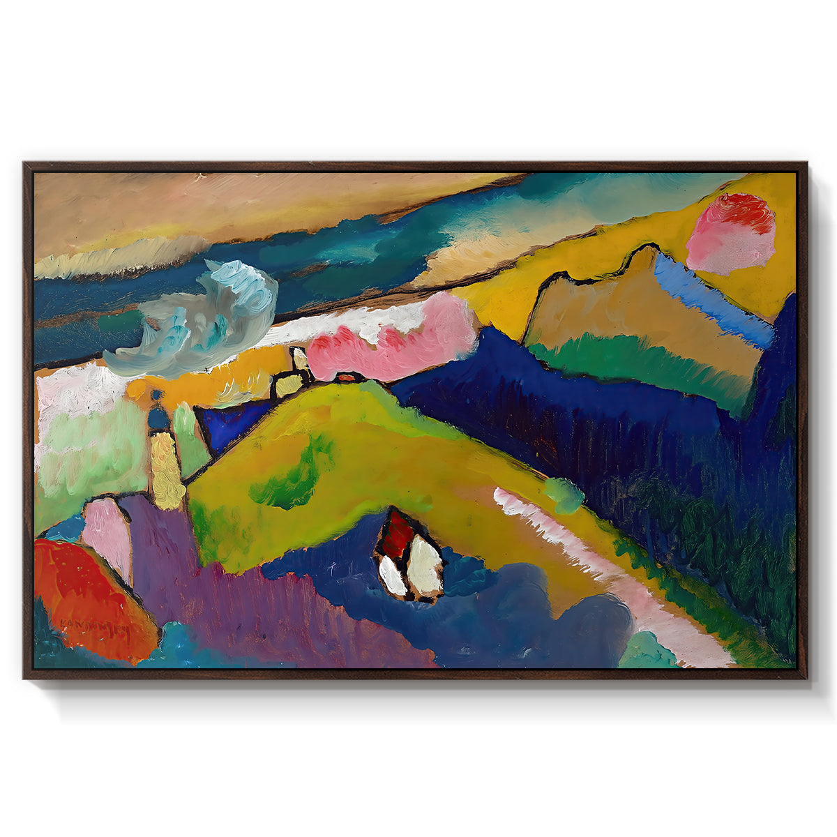 Murnau Mountain Landscape with Church, 1910 - Floater Framed Canvas Print