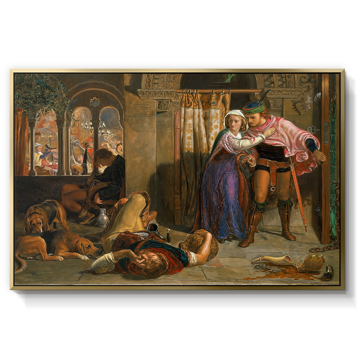 The Flight of Madeline and Porphyro, 1848 - Floater Framed Canvas Print
