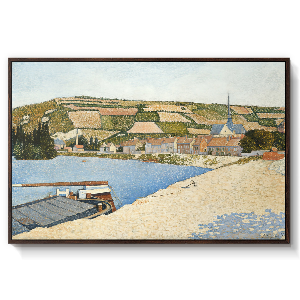 The Riverbank, Les Andelys, 1886 - Floater Framed Canvas Print