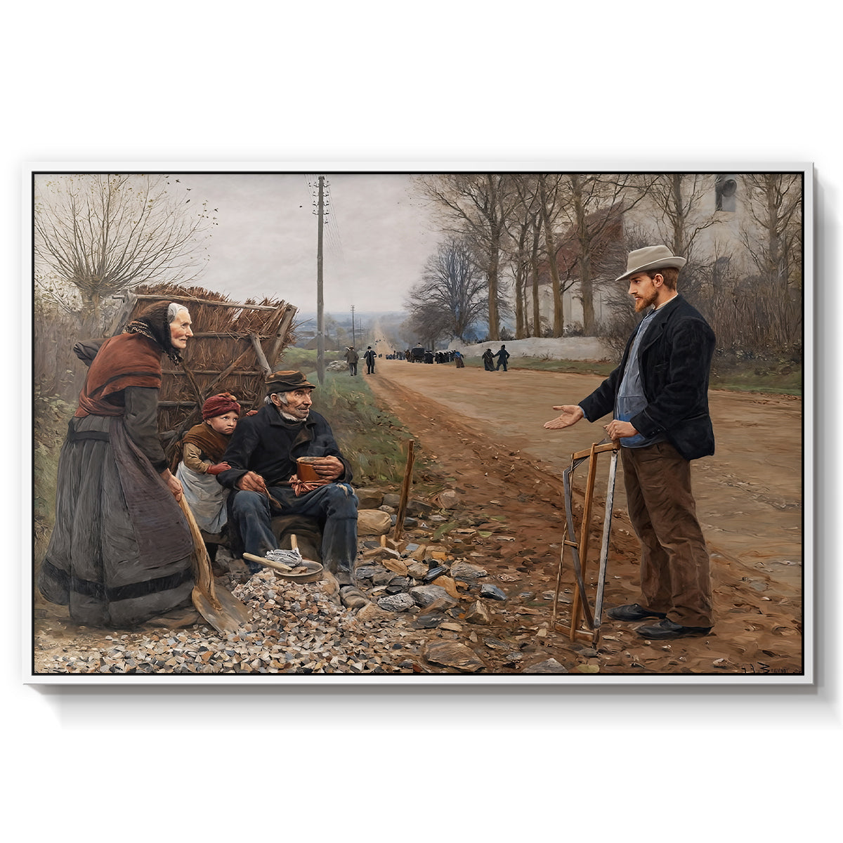 People by a Road, 1893 - Floater Framed Canvas Print