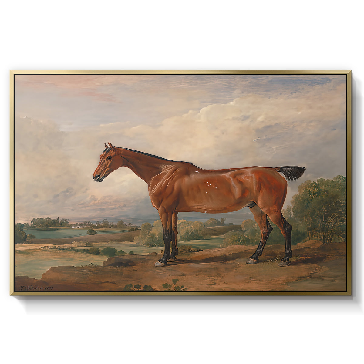A Hunter in a Landscape, c. 1810 - Floater Framed Canvas Print