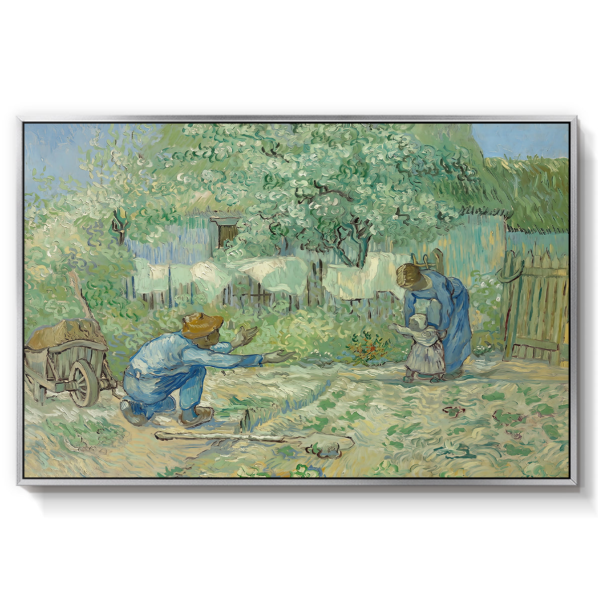 First Steps after Millet, 1890 - Floater Framed Canvas Print