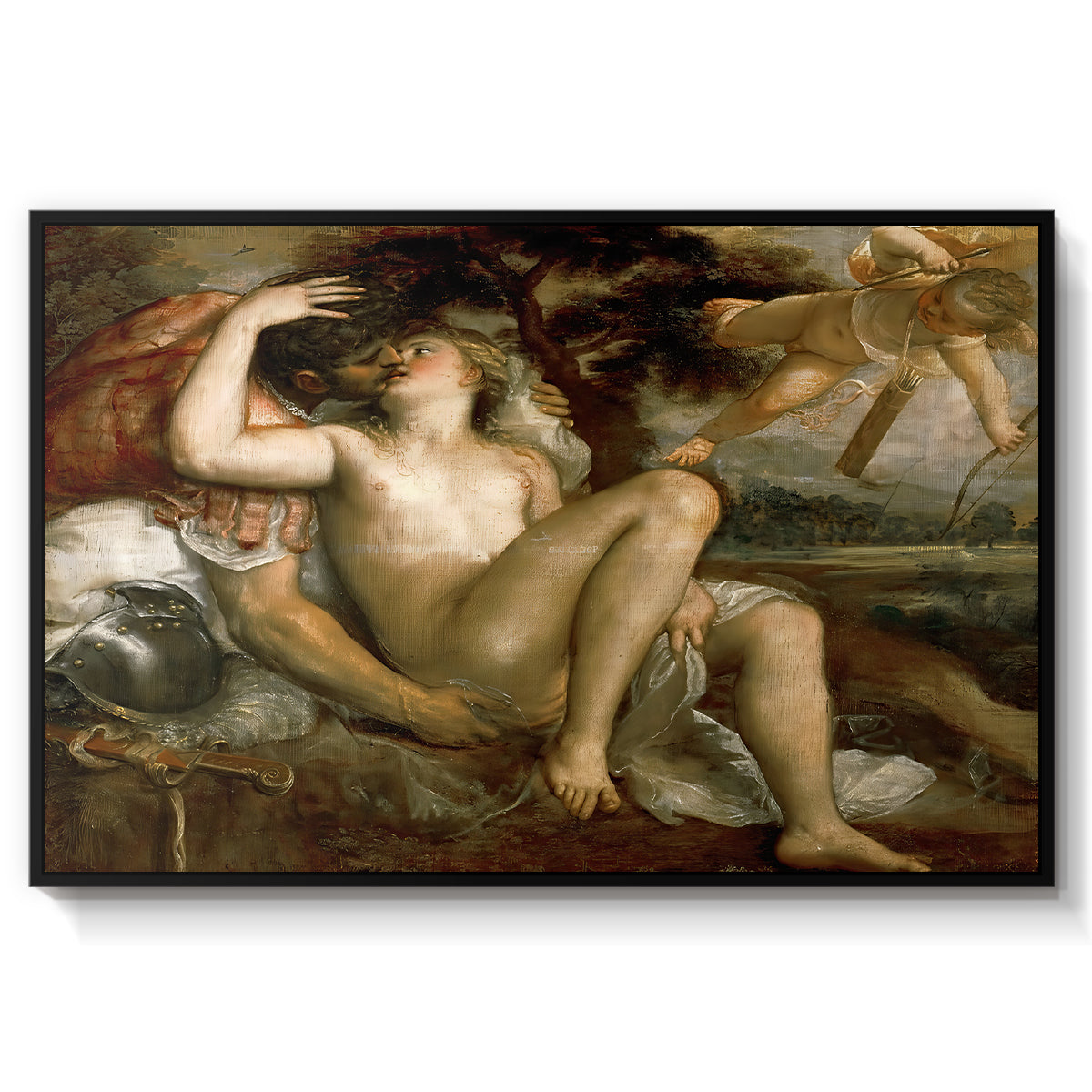 Mars, Venus and Cupid, c. 1530 - Floater Framed Canvas Print