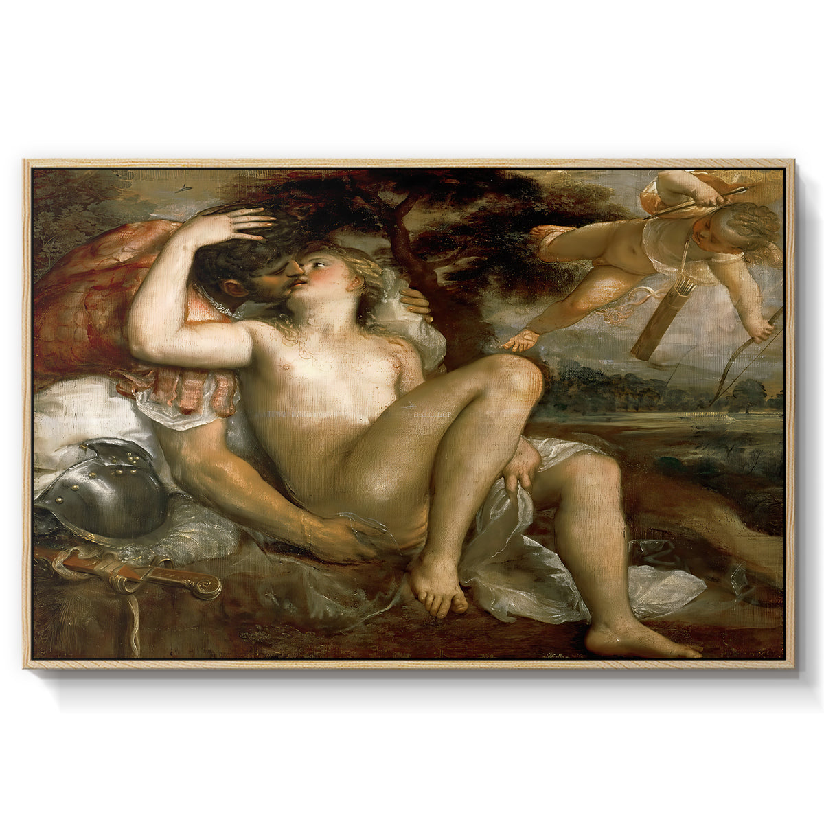 Mars, Venus and Cupid, c. 1530 - Floater Framed Canvas Print