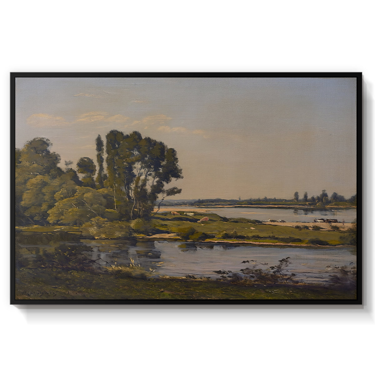 Landscape with a River, 1892 - Floater Framed Canvas Print