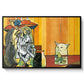 Woman Yelling at a Cat Meme (Picasso Parody) - Floater Framed Canvas Print